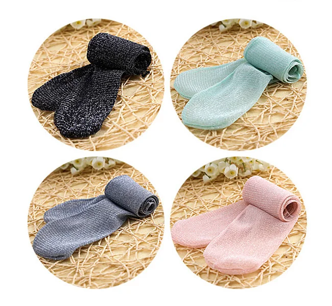 Новые прозрачные блестящие сетчатые носки для детей ясельного возраста 4 цвета