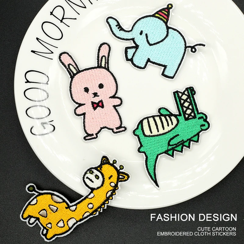 6 шт. аминовая Вышивка Животных Мультяшные железные нашивки для одежды детские