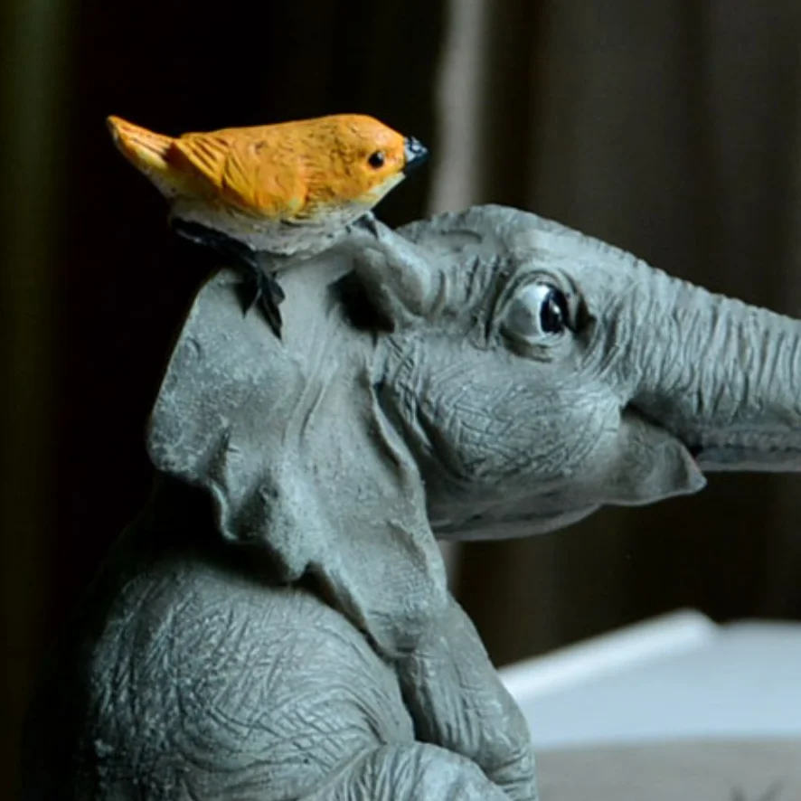 

Animal Elephant Figurines Art Design Cute Living Room Creativity Figurines Vintage Resin Adornos Para Casa Home Decoration DM50G