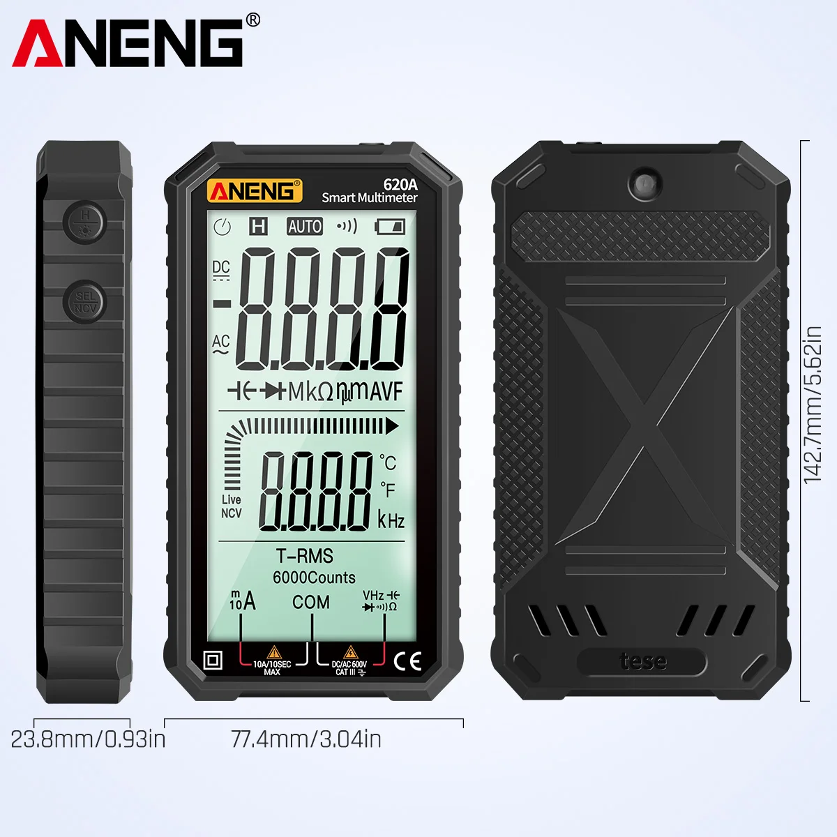 ANENG 3 5 дюймовый ЖК дисплей AC/DC Цифровой мультиметр ультрапортативный True RMS