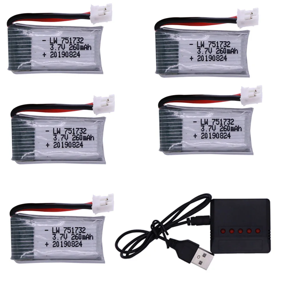 

3.7V 260mAh lipo battery 25C For H36 E010 E011 E012 E013 Drone for Furibee F36 RC Quadcopter Parts Lipo Battery and（5ni1）Charger