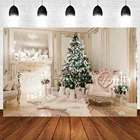 Фон для рождественских фотографий с изображением роскошные королевские вечерние елка камин подарок лампы в форме свечи шик настенный фон для детской фотосъемки с фон для фотостудии