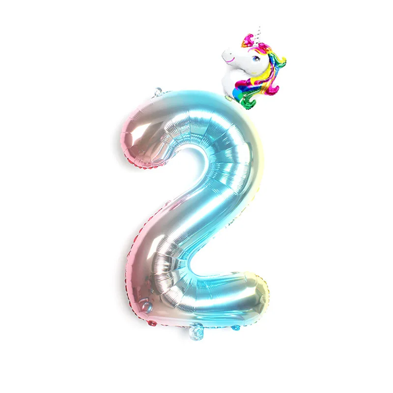 unicorn ballon blue2 2 шт. Радуга Единорог вечерние 32 дюймов воздушные шары из фольги в виде цифр детская День рождения украшения гелиевых шара с цифрой Baby Shower деко - Цвет: unicorn ballon blue2
