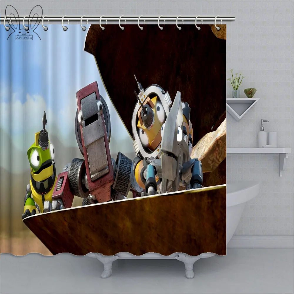 Dinotrux Американский мультсериал на заказ ткань занавеска для душа Водонепроницаемая занавеска для ванной из полиэфира с комплектами - Цвет: 74125