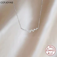 ccfjoyas 925 sterling silver smiley zircon pendant necklace simple charming crystal light luxury necklace fine wedding jewelry