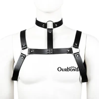 ourbondage sexy mens x shape bdsm bondage pu leather body chest muscle harness belt punk strap collar gay sex toy restraints hot