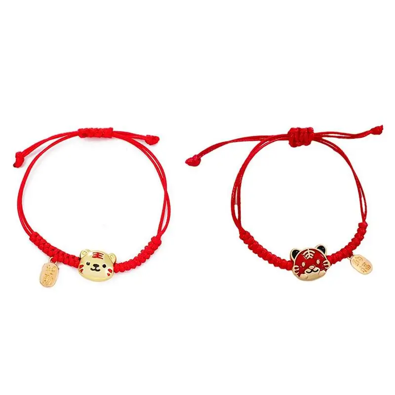 2022 китайский новый год пять тигров красный веревочный браслет браслеты ручной