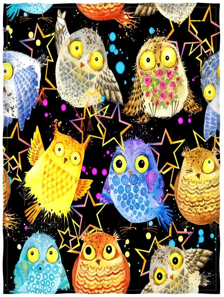 

Одеяло удобное теплое мягкое плюшевое одеяло для дивана/кровати s-образное одеяло с милым рисунком Совы акварелью