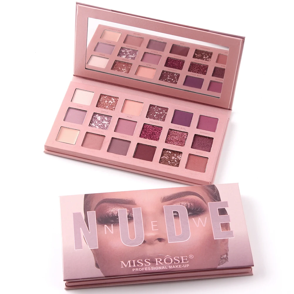 Miss Rose тени для век Pallete 18 цветов красочный мерцающий матовый перламутровый телесный водонепроницаемый профессиональный Палитра теней для век тени для век