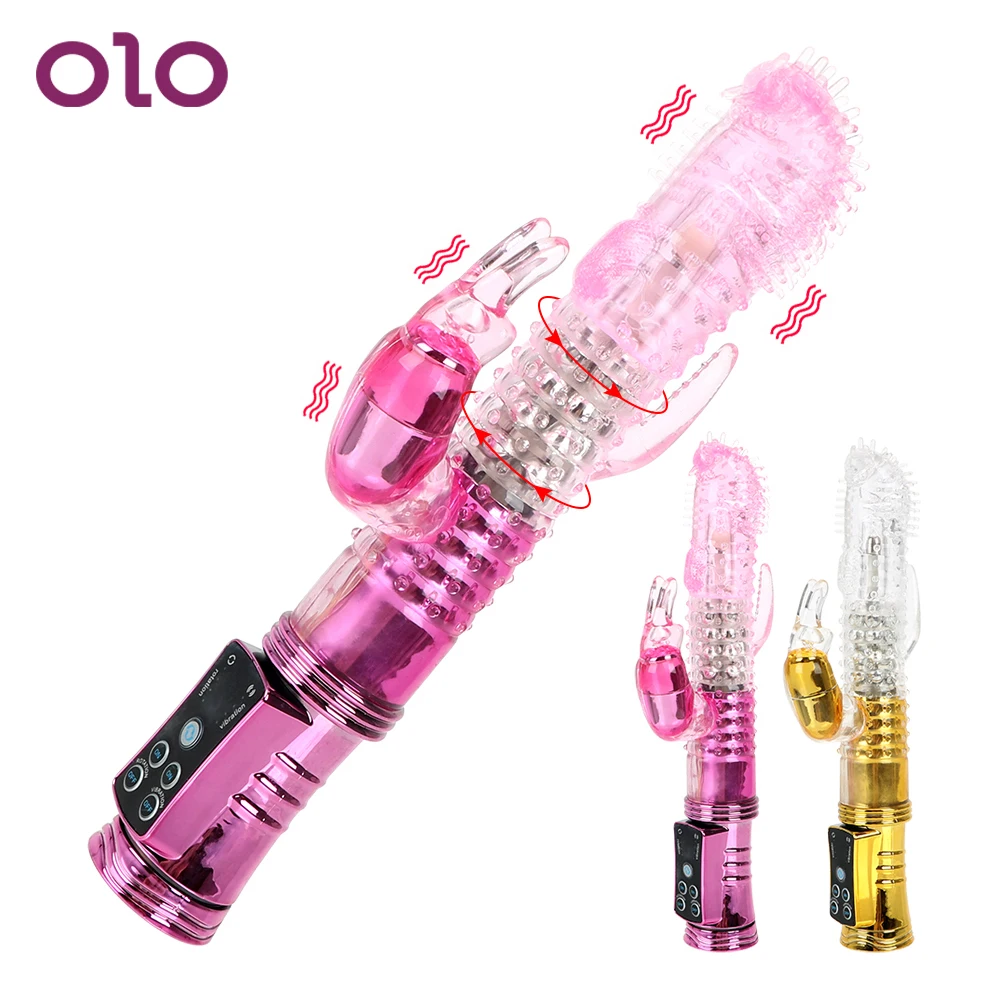 Вибратор OLO Rabbit фаллоимитатор с вращением на 4 скорости 12 Скоростей для пениса