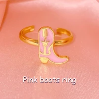 new ins pink star boots shoes rings for women y2k jewelry vintage harajuku charm ring egirl aesthetic 90s fashion friends gifts