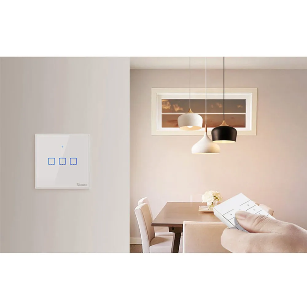 Интеллектуальный выключатель света SONOFF T2EU TX Smart Wi-Fi настенный сенсорный выключатель с границы умный дом 1/2/3 433 RF/Голосовое управление/приложение/сенсорный экран Cwhontrol работать с Alexa