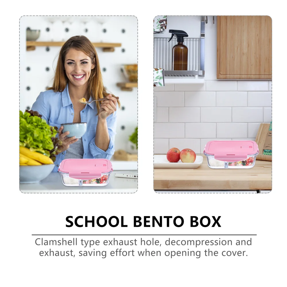 

3pcs Glass Food Box Portable Lunch Containers Outdoor Picnic Food Containers