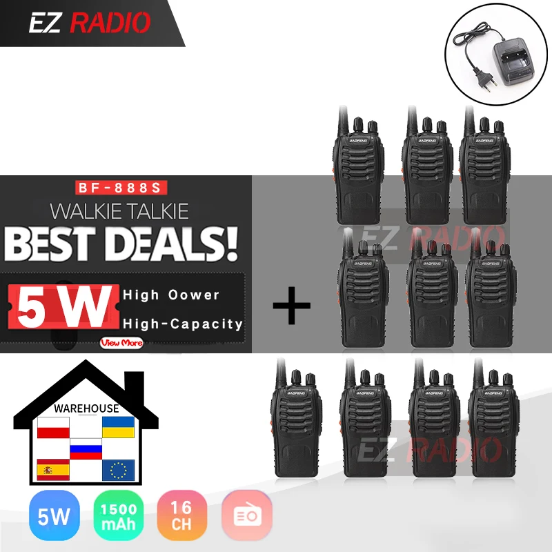 

2PCS 4PCS 10PCS Baofeng BF-888S Walkie Talkie 5W 400-470MHz UHF BF888s BF 888S Comunicador Transmitter Transceiver Radio Set