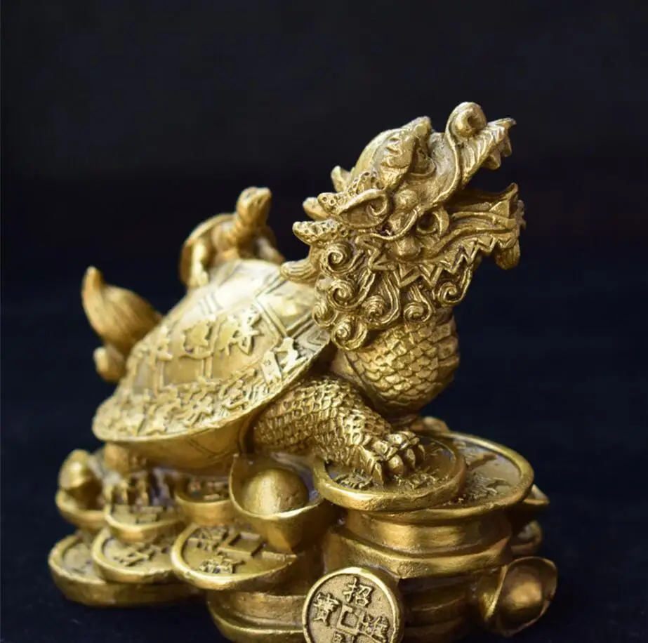 Медная Статуя завода Seiko дракон-черепаха украшение золото и нефрит семейный дом