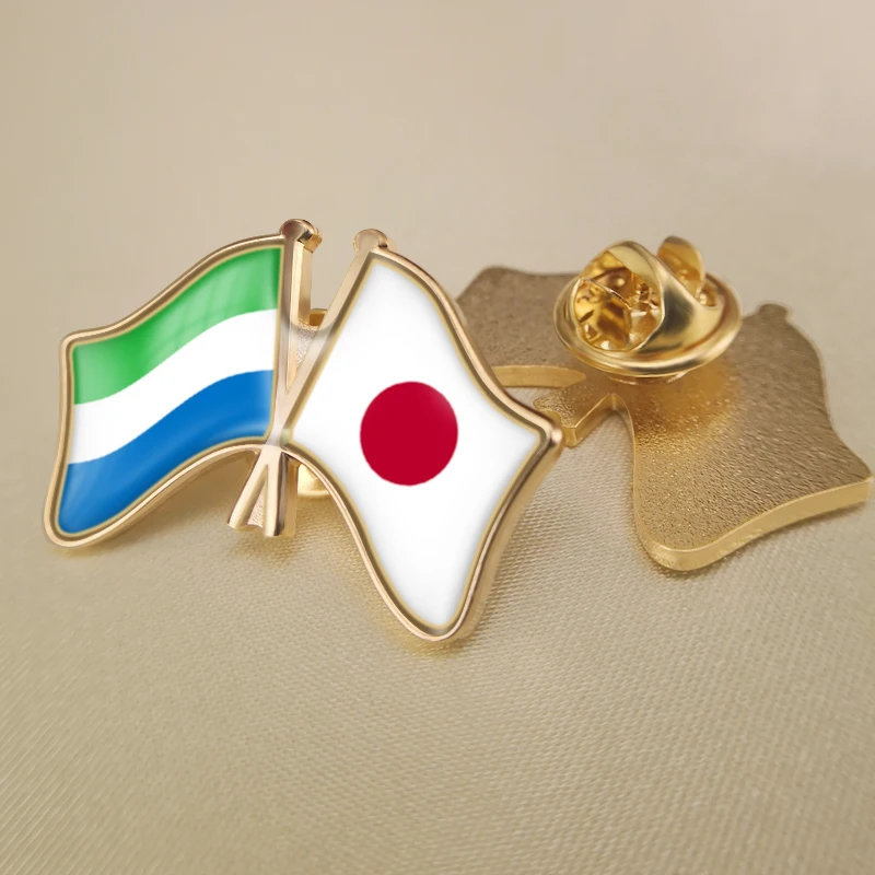 

Sierra Leone and Japan Crossed Double Friendship Flags Lapel Pins Brooch Badges