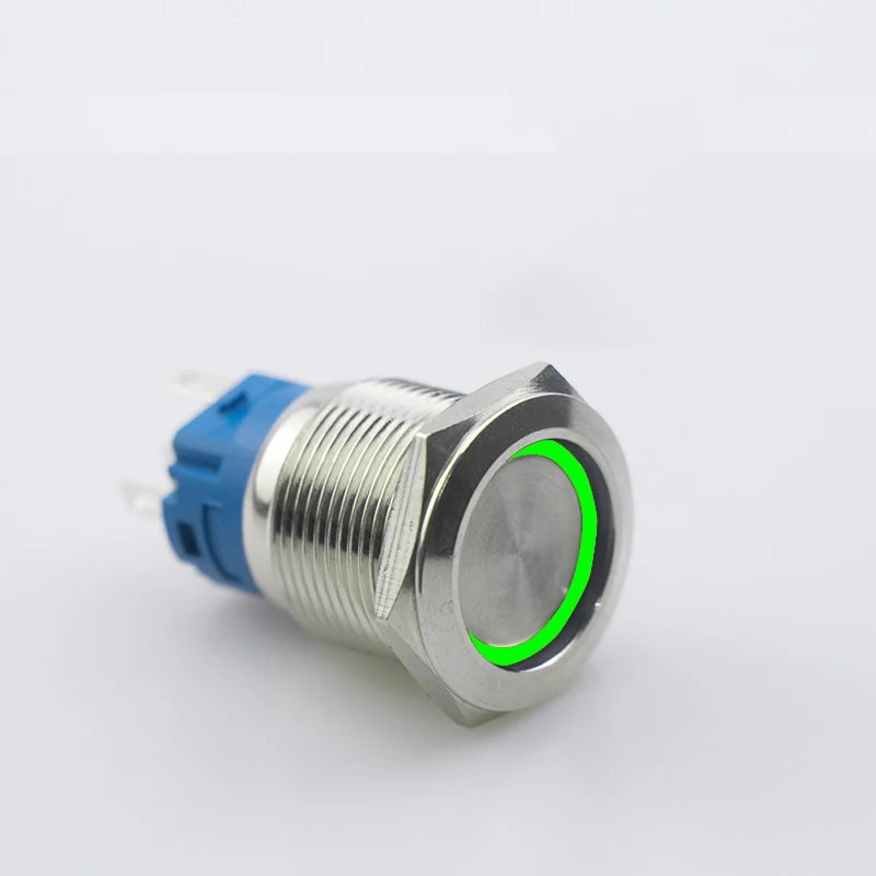 1 шт. 19 мм самоблокирующаяся и металлическая кнопка с выключателем света