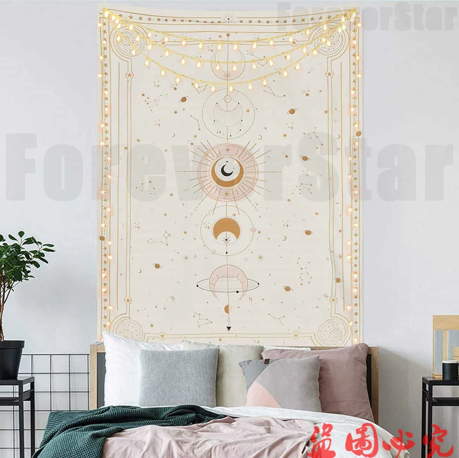 

Astrologie Zon Maan Tarot Tapijt Muur Opknoping Hekserij Benodigdheden Bed Room Wall Decor Art Celestial Psychedelische