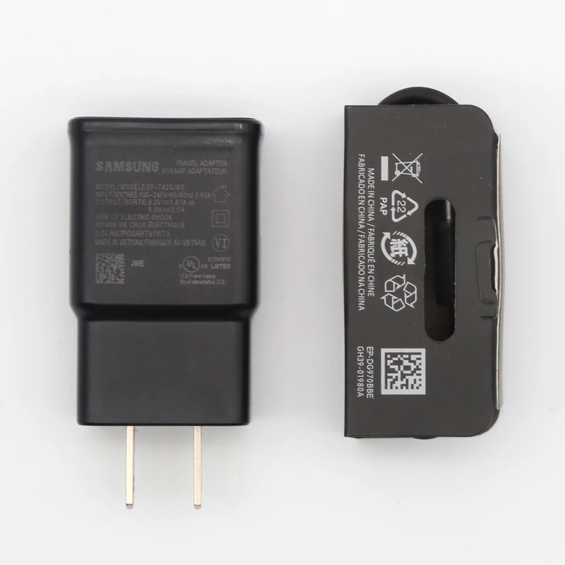 US Charger and Cable Оригинальное Адаптивное быстрое зарядное устройство samsung для Galaxy s10 s10e S8 S9 Plus Note 8 9 A3 A5 A7 USB настенный адаптер для быстрой зарядки - Тип штекера: US Charger and Cable