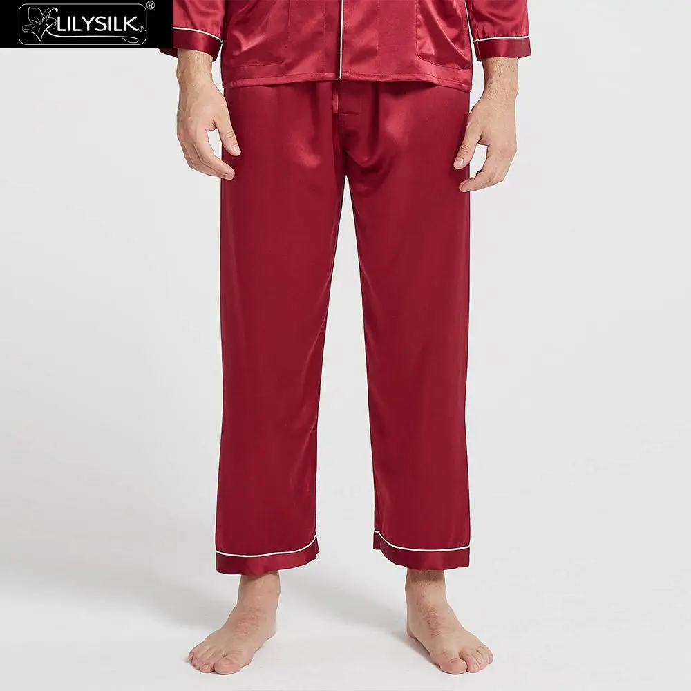 LilySilk пижамный комплект, мужские пижамы, одежда для сна, длинные, чистый 100 шелк, 22 momme, роскошный с отделкой,, распродажа