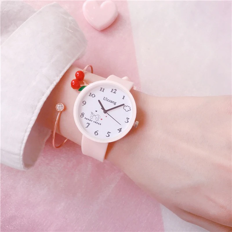 Часы наручные детские с силиконовым ремешком милые кварцевые желе браслетом в