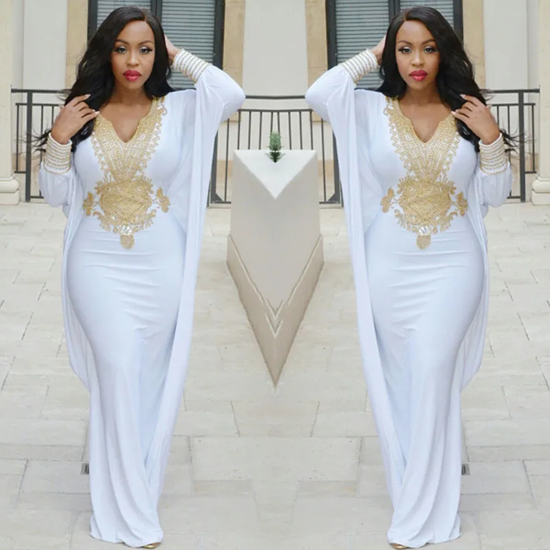 

Платье-Русалка с длинным рукавом, V-образным вырезом и бусинами