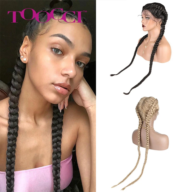 Braided Wigs Box Lace Front Cornrow Wigs Toocci Lace Front Synthetic Hair Wig African Twisted Box Braid Wig For Black Women