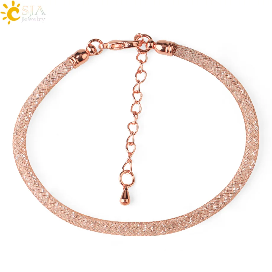 Женский браслет CSJA из розового золота и серебра на застежке 2020 Хрустальные