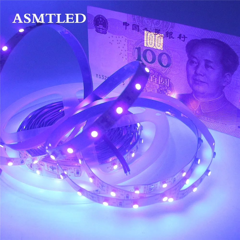 DC 12V 3528 SMD УФ светодиодный полосы светильник 60 s/m 120 395 405nm ультрафиолетовым