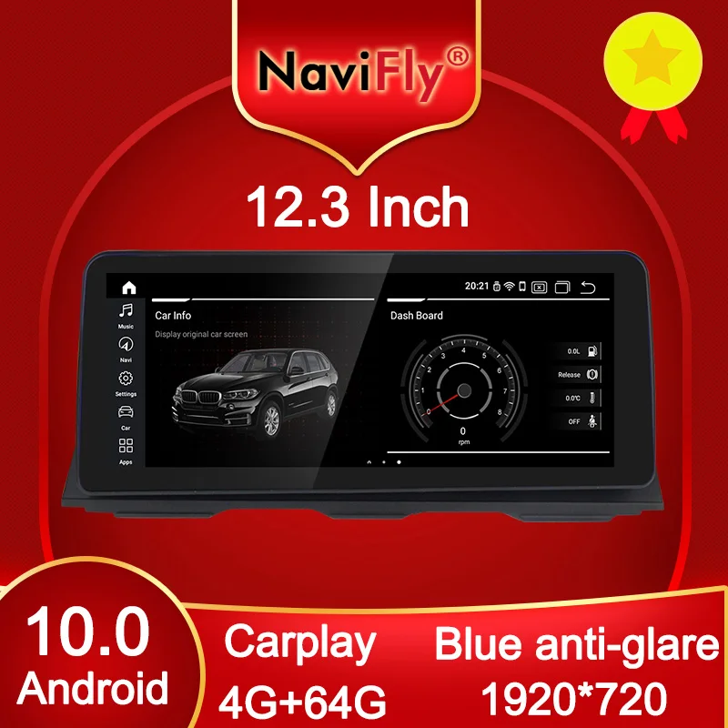 NaviFly 12 3 &quot10 25&quot IPS Android 10 0 автомобильный DVD GPS для BMW 5 серии F10 F11 520i (2011 2016) CIC/NBT 4 Гб + 64
