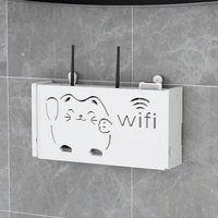 new shelf wireless wifi router box pvc wall shelf hanging plug board bracket storage box bins smile cat pattern