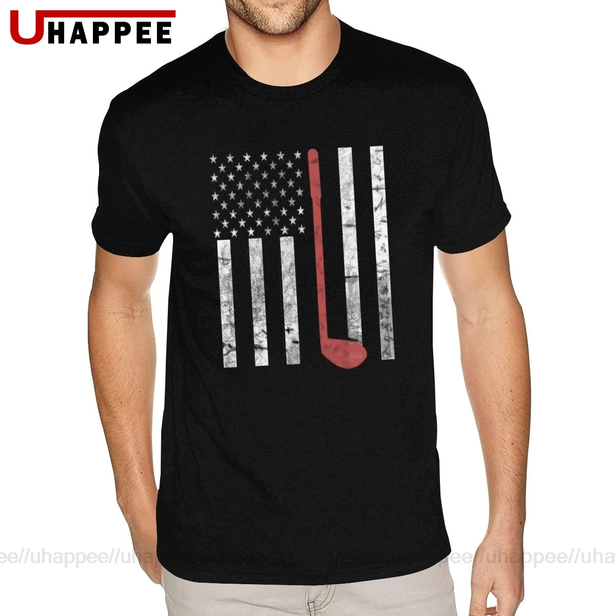 Футболка мужская с принтом американского флага гольф рубашка коротким рукавом и