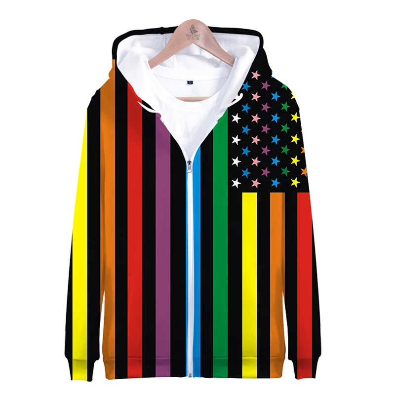 Новые толстовки ЛГБТ с радужным флагом геи на молнии мужские/женские капюшоном 3D
