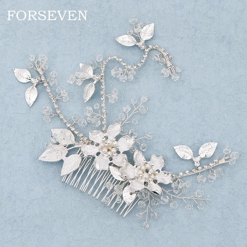 Гребень для невесты с жемчужинами тиара серебристого цвета аксессуары волос