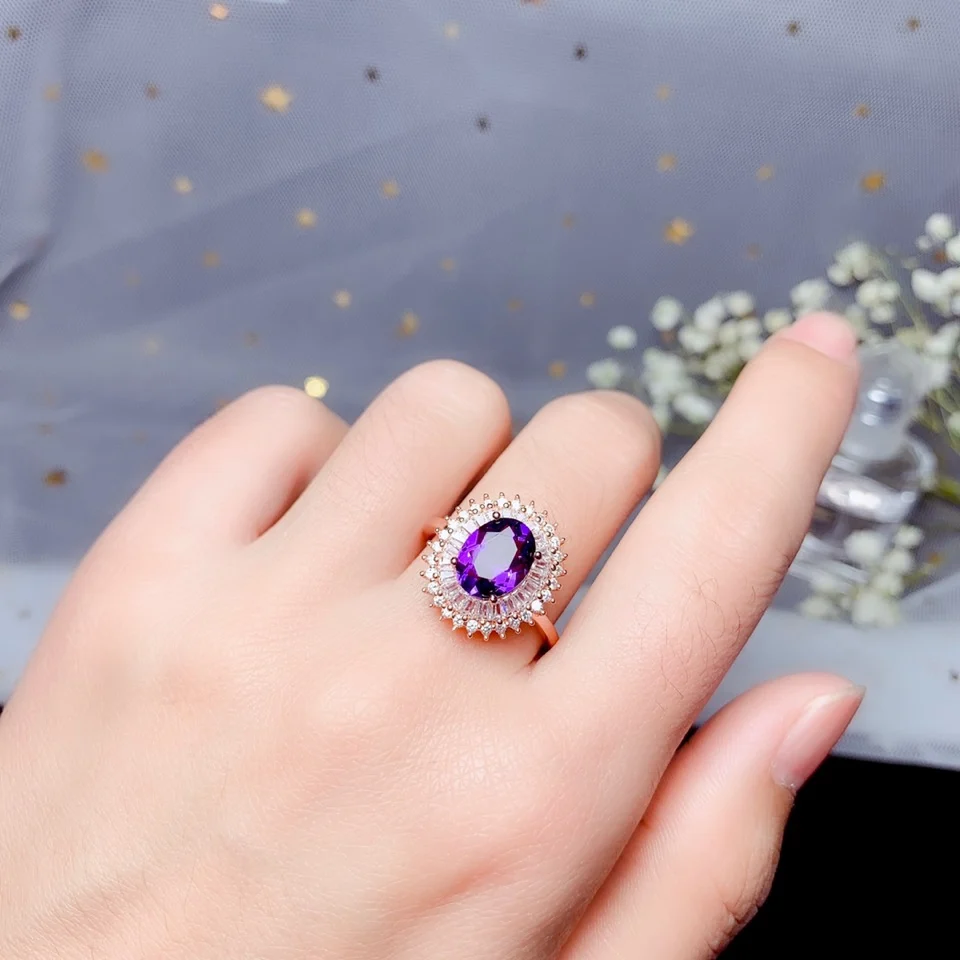 

shilovem 925 sterling silver Piezoelectricity amethyst Rings pendants fine Jewelry send necklace new wedding plant btz0709565agz