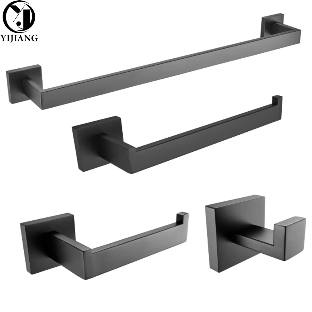 Набор аксессуаров для ванной комнаты черный крючок халата вешалка полотенец