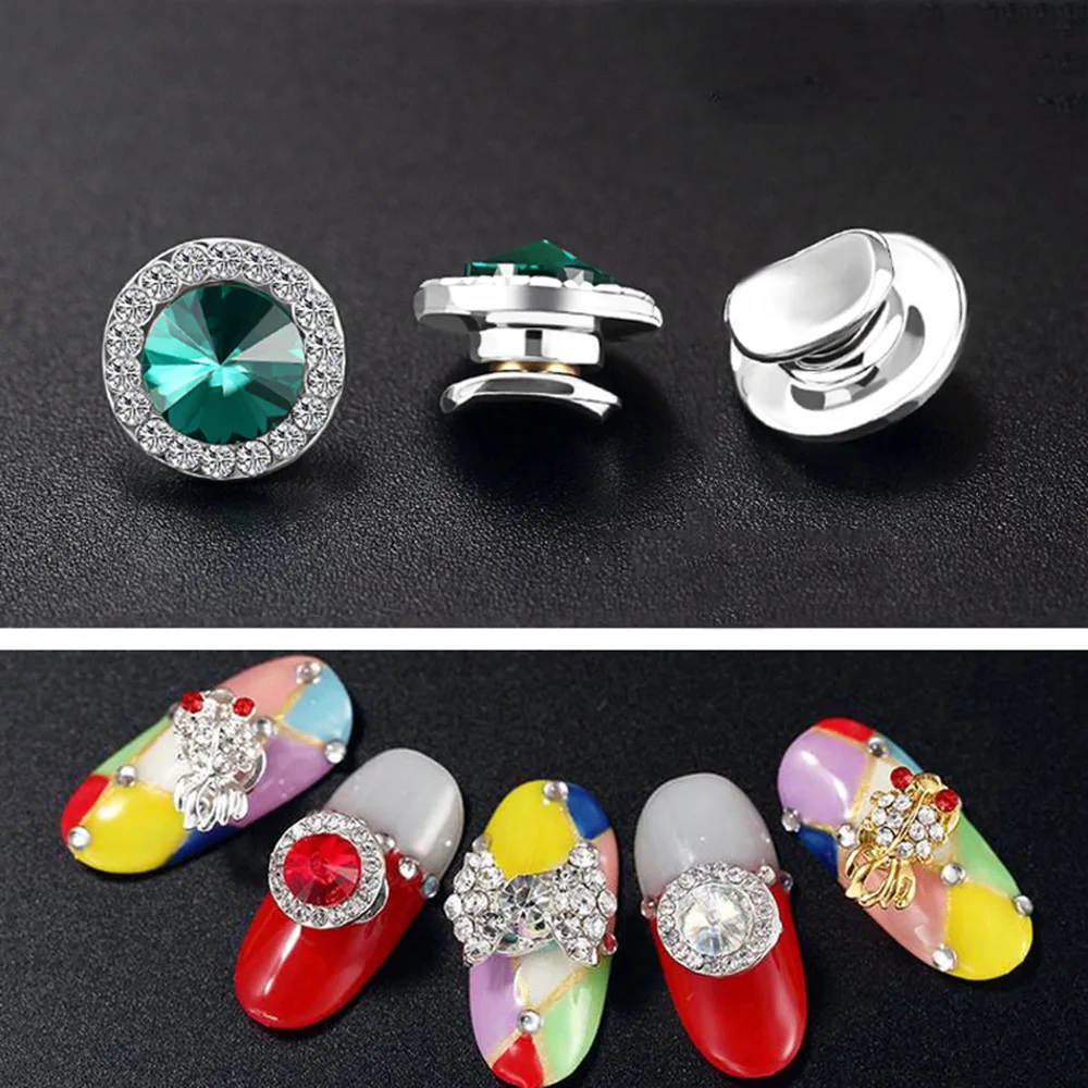 

1PC High Speed Spinning Nail Rhinestone Crystal Silver Plated Spin Glitter Rotatable 3D Nail Jewelry Rotating Manicure Supplies