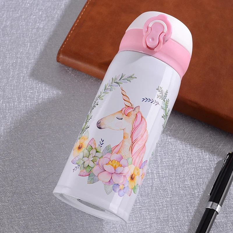 Thermos Cup 500 Ml Stainless Steel Thermal Bottle Cute Unicorn Insulated Hot Water For Children Bouncing Lid Portable | Дом и сад