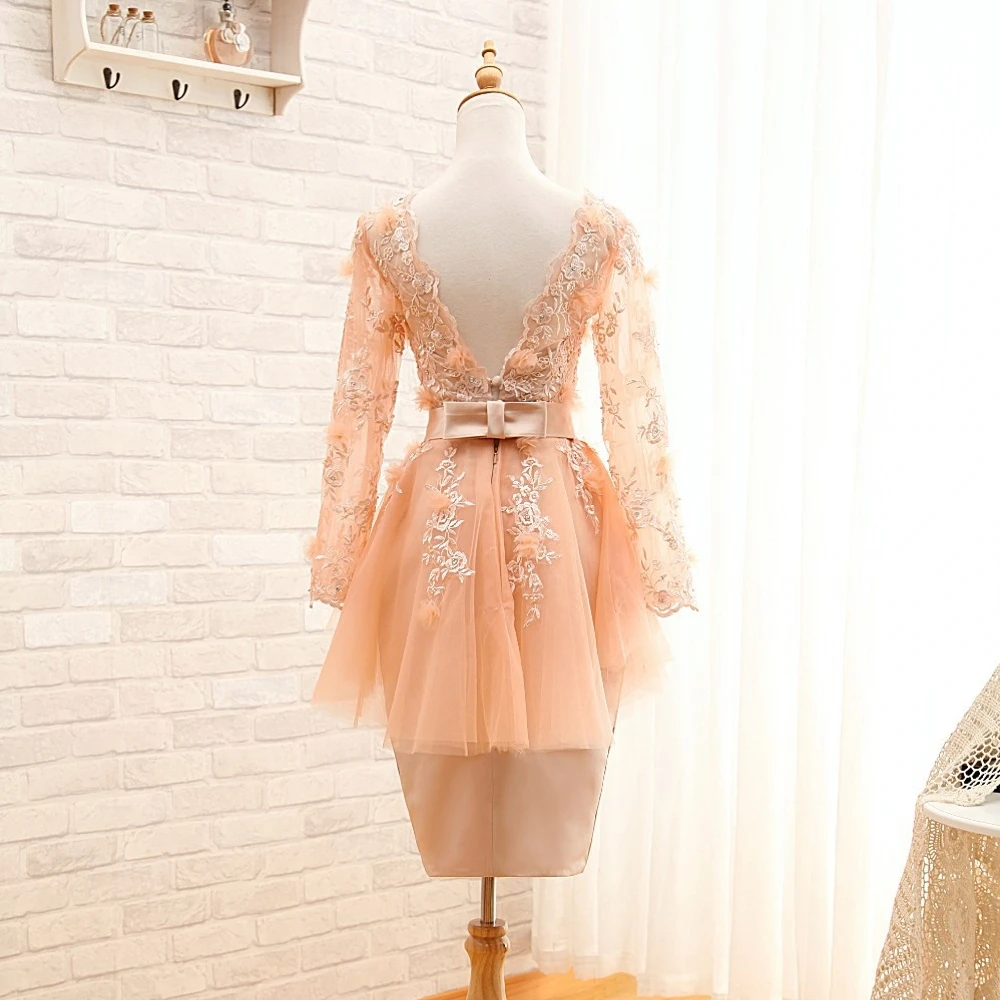 Платье для матери невесты VKBRIDAL элегантное платье до колена с длинным рукавом и