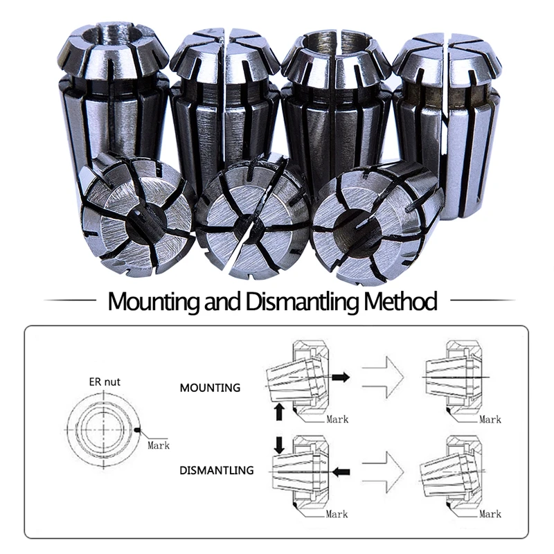

7Pcs 1-7mm ER11 Collet Chuck Tool Bits Holder Spring Collet for CNC Engraving Machine & Milling Lathe Tool
