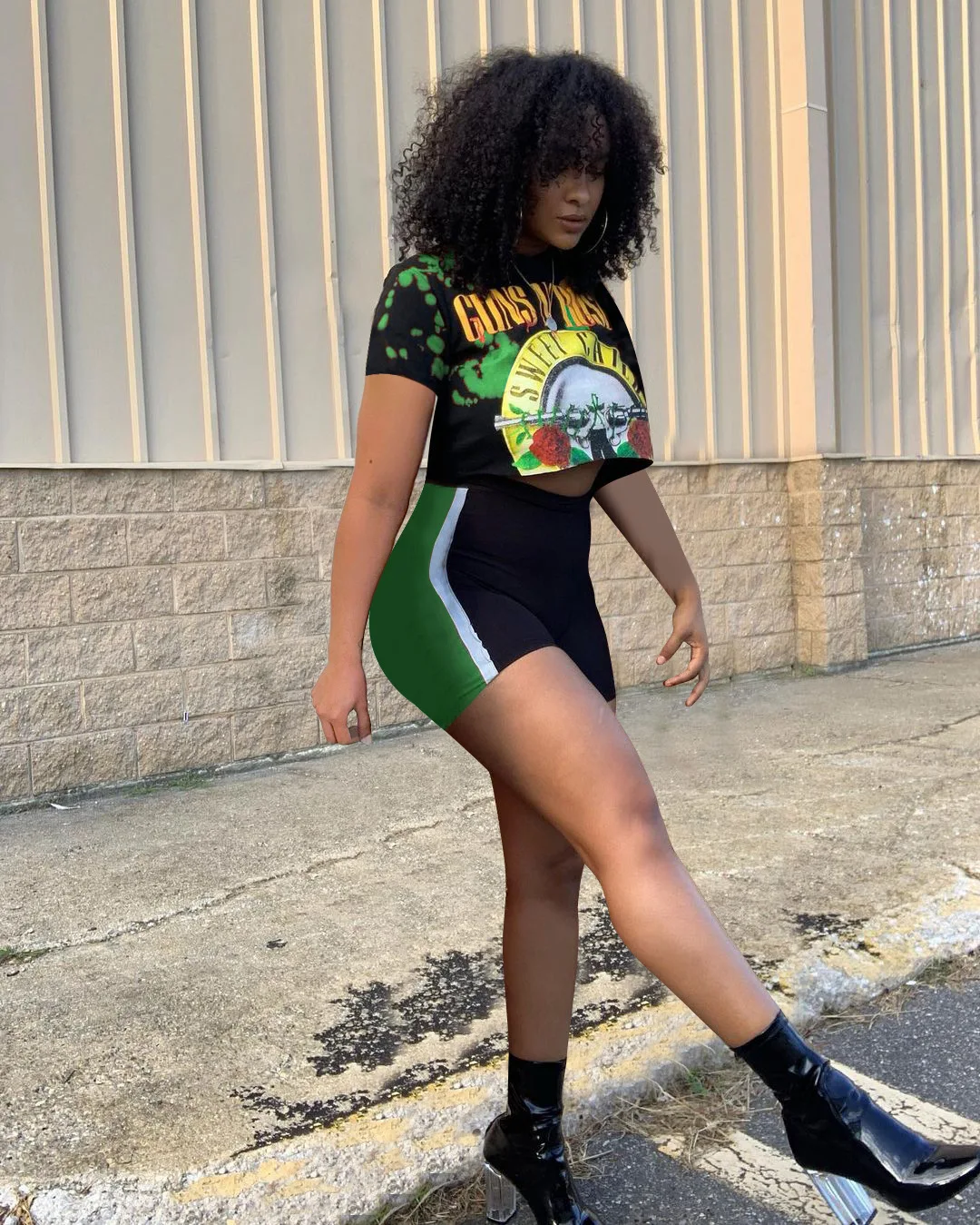 

Tops Women 2021 English Printing Summer Casual Suit Short Skirt Suit Sexy Bag Hip Club Clothing Two Piece Set Women Crop Top