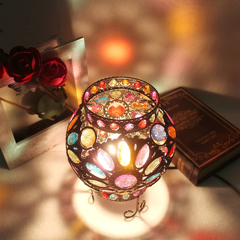 

Mediterranean Sea Design Turkish Table Lamp Multi Color Dimming Bohemia Vintage Handmade Mosaic Lights Bedroom Decor E14