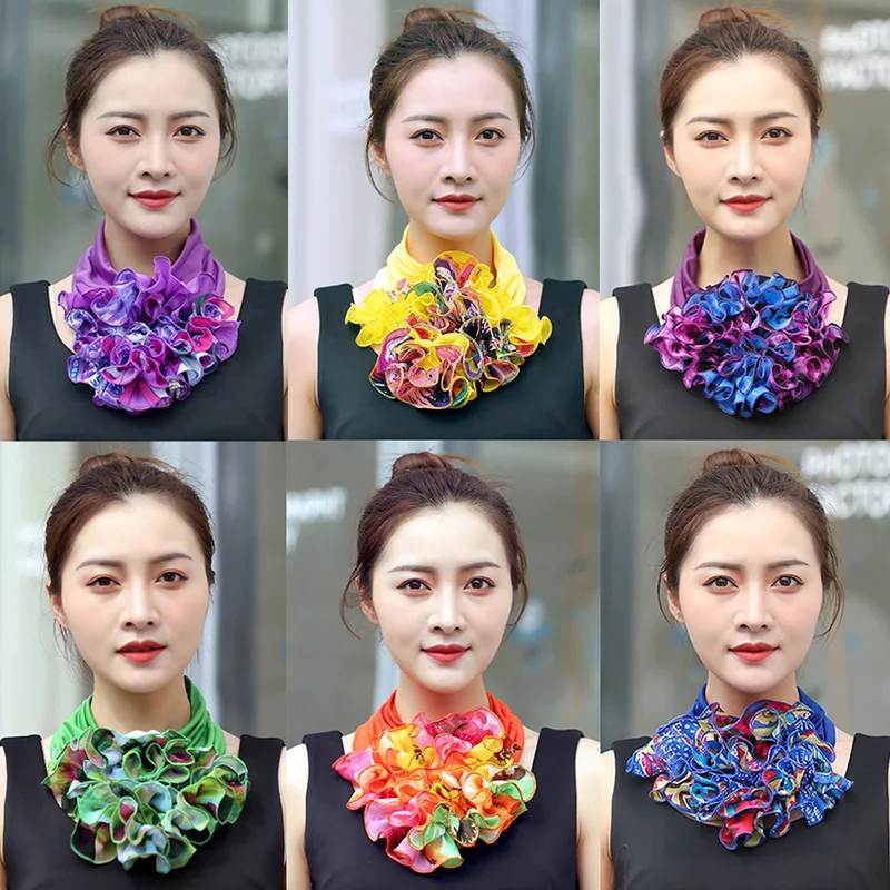 Женский шифоновый шейный платок с цветочным принтом |