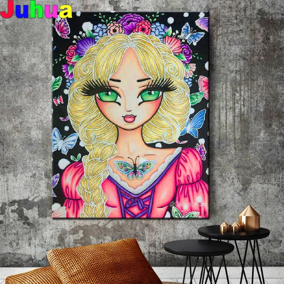 

Big-eyed girl 5D DIY Diamond Painting"Butterfly Fairy"Full Square round stone 5D Rhinestone Embroidery Mosaic Amazing Artworks,
