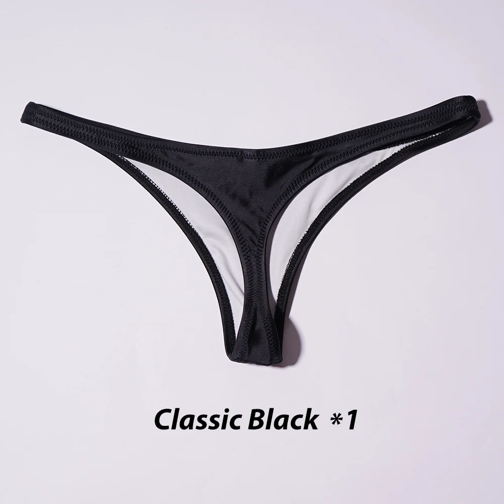 Classic Black Распродажа Lunamy сексуальные купальники, бикини Для женщин дна однотонный Цвет бикини Трусы-стринги бразильские купальные трусики - Цвет: Classic Black