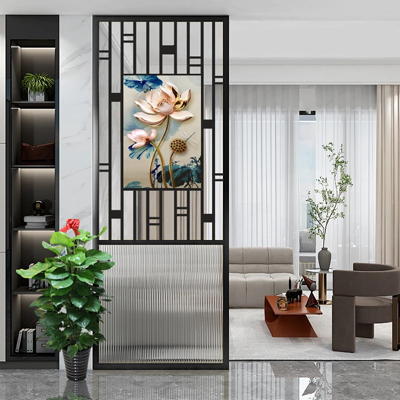 

Light luxury simple Nordic stainless steel partition metal partition living room bedroom floor screen