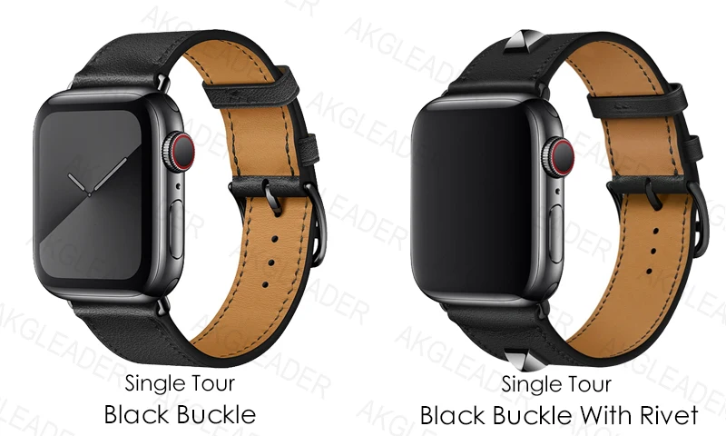 40 мм 44 мм черный ремешок для Apple Watch Series 5 ремешок для часов из натуральной кожи браслет один двойной тур полосы для iWatch серии 3 2