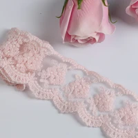 3y pink flower lace ribbon trims cotton lace fabric trim for garments wedding party dress wrapping tape wide 4 2cm