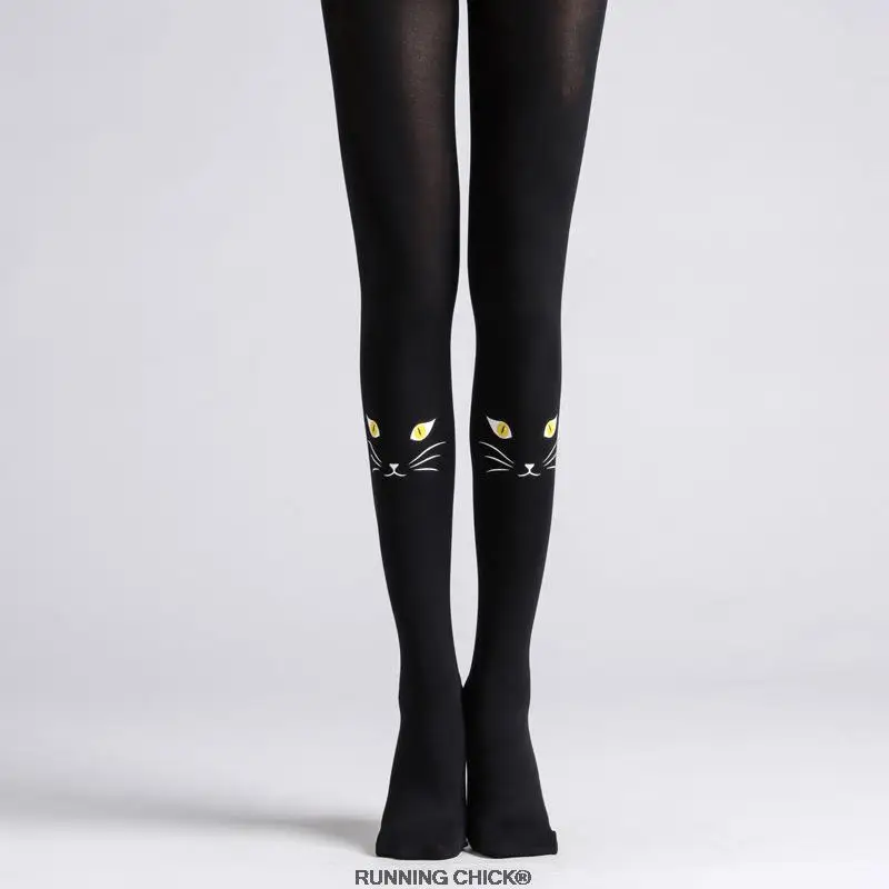 

Милые Колготки с рисунком котенка инопланетянина кошки чулки облегающие Женские колготки из хлопка с мультяшным рисунком бегущая цыпленка Cn (происхождение) стандарт