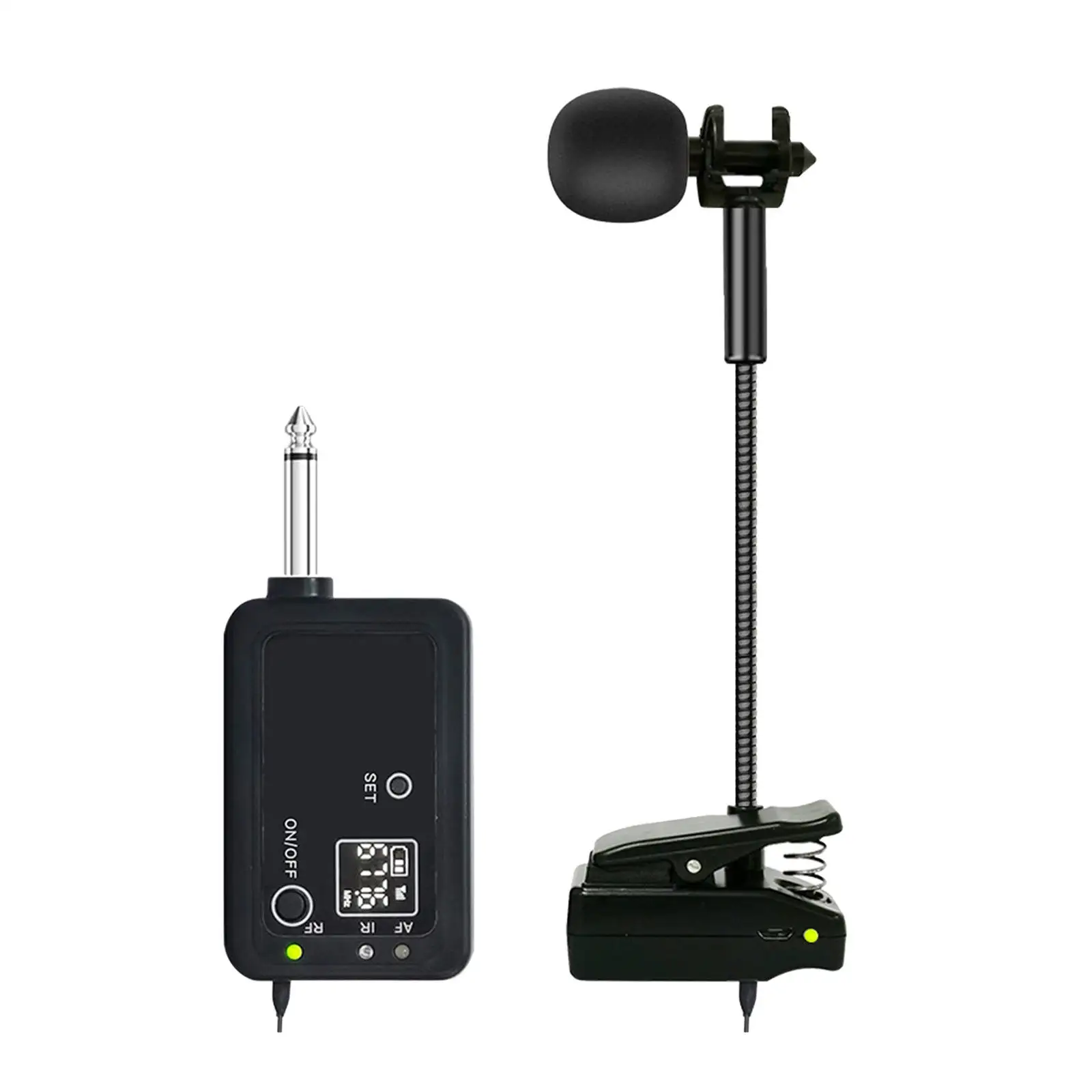 

Professional Saxophone UHF Wireless Microphone System Digital Display Clip-On for French Horn Cello Trumpet Trumbone